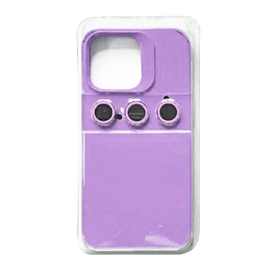 Capa de Silicone com Conjunto de Vidro de Câmera Separado para Apple iPhone 14 Pro Max Roxo